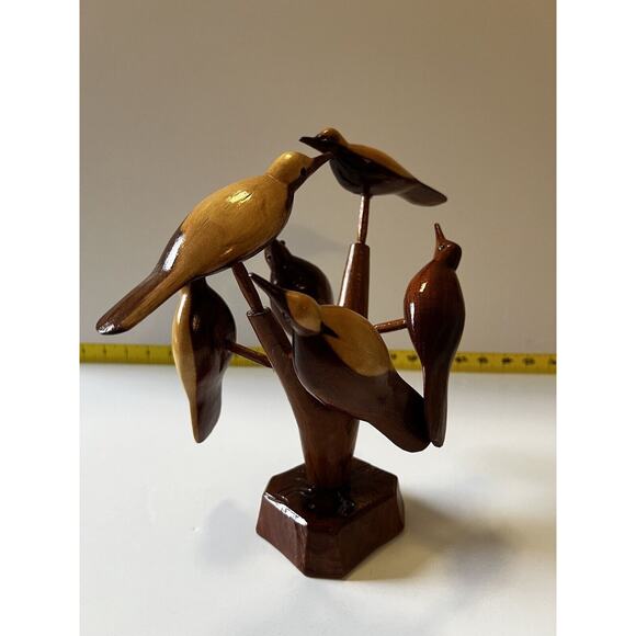 Folk Art Wood Carved Birds on a Tree Vintage Early 20th Century Sculpture Retro - Picture 5 of 16
